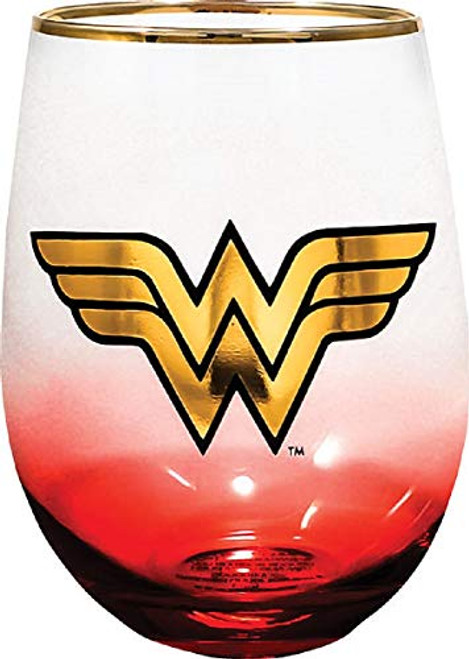 Spoontiques Wonder Woman Stemless Glass, 20 ounces, Red