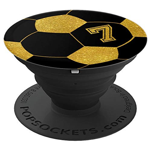 Golden Soccer Ball Player #7 Jersey No 7 Football Gift PopSockets Grip and Stand for Phones and Tablets Golden Soccer Ball Player #7 Jersey No 7 Football Gift PopSockets Grip and Stand for Phones and Tablets