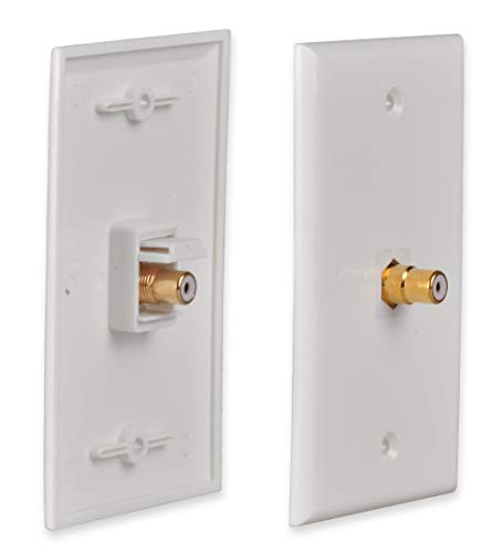 Besmelody RCA Wall Plate, Subwoofer Speaker Coupler Snap-in F/F RCA Keystone Jack, White