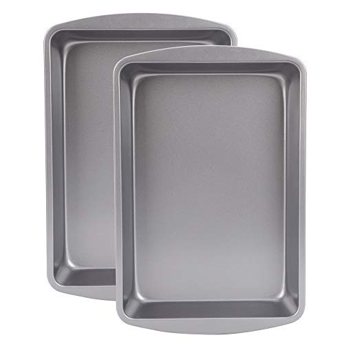 DONGRONG Nonstick Bakeware Rectangular Baking Pan, Cookie Sheets, Roasting Pan Professional for Oven, Easy Clean Baking Tray, Rust Resistant and Dishwasher Safe, 9" x 14", Baking Sheet Set of 2