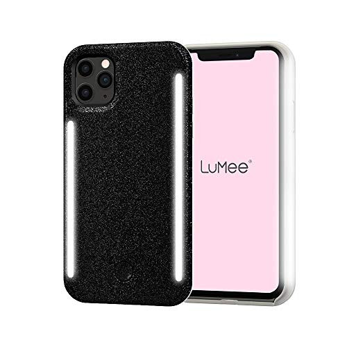 LuMee Duo by Case-Mate - iPhone 11 Pro Max - Dual Light Up Selfie Case - Front & Rear Illumination - Black Glitter (LM041882)