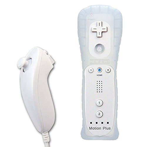 Built in Motion Plus Remote and Nunchuck Controller+Case for Nintendo Wii&Wii U (white)