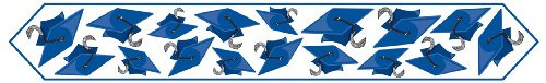 Printed Grad Cap Table Runner (blue) Party Accessory  (1 count) (1/Pkg)
