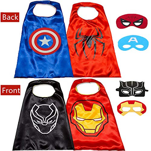 Superhero Capes and for Kids Halloween Cosplay Double Side Capes Superhero Toy Kids Best Gifts (2 Double-Sided Capes) Red