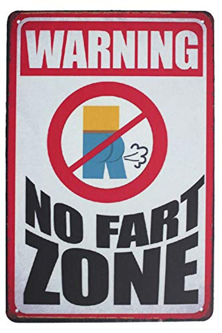 SUMIK Warning No Fart Zone Metal Tin Sign, Vintage Art Poster Plaque Bar Cafe Home Man Cave Wall Decor