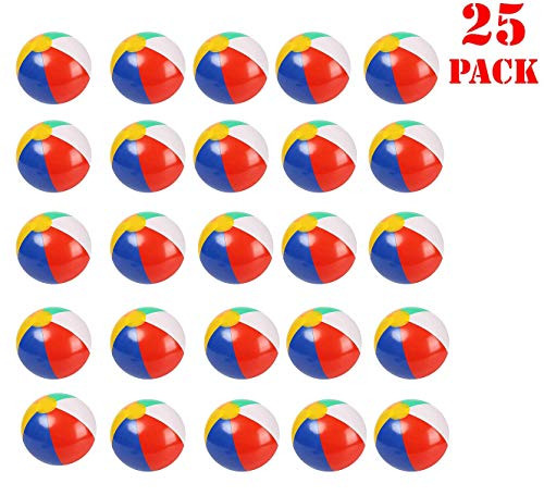 Inflatable Beach Balls (25 Pack), 10" Rainbow Beach Balls Pool Party Balls Bulk Beach Balls Toys for Pool Party Favors Summer Water Toys for Kids.