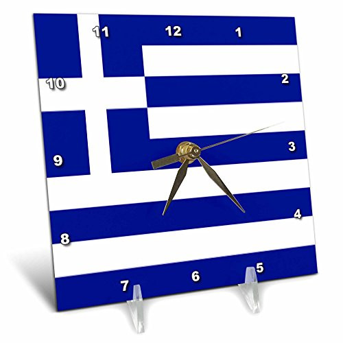 3dRose LLC Greek Flag 6 by 6-Inch Desk Clock