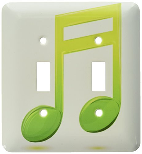 3dRose lsp_111569_2 Green Musical Note Double Toggle Switch, Multicolor