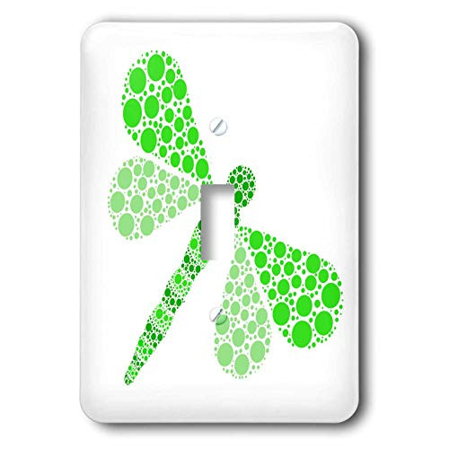 3dRose lsp_25379_1 Green Pointillism Dragonfly Single Toggle Switch