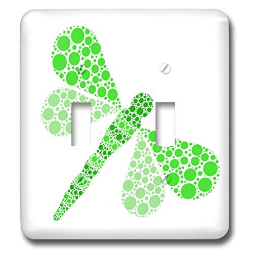 3dRose lsp_25379_2 Green Pointillism Dragonfly Toggle Switch, Multi-Color