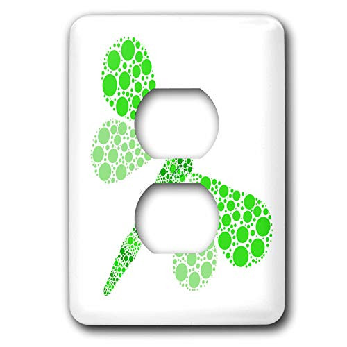 3dRose lsp_25379_6 Green Pointillism Dragonfly Outlet Cover, Multi-Color