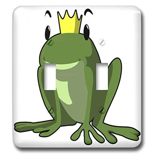 3dRose lsp_39624_2 Green Prince Frog With Crown Double toggle switch