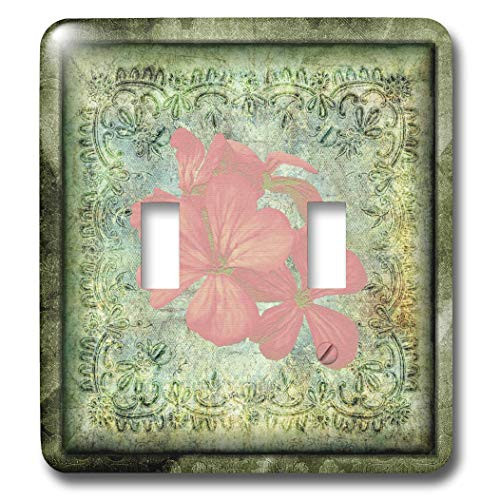 3dRose lsp_36563_2"Green Retro With Flower Double Toggle Switch