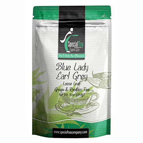 Special Tea Company Blue Lady Earl Grey Green and Rooibos Loose Leaf Tea, 16 oz. Special Tea Company Blue Lady Earl Grey Green and Rooibos Loose Leaf Tea, 16 oz.