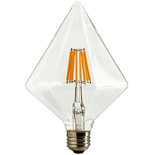 Sunlite DIAM/LED/AQ/6W/DIM/CL/22K Vintage BR40 Diamond 6W LED Antique Filament Style Light Bulb 2200K Medium E26 Base 65W Incandescent Replacement Lamp, Warm White