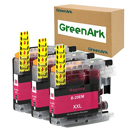 LC20E Ink Cartridges, Work for Brother MFC-J985DW, MFC-J775DW, MFC-J5920DW Printers, 3 Pack Compatible for Brother LC20EM Super High Yield Magenta Ink Cartridges