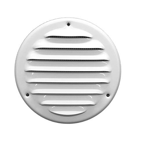 Vent Cover - Round Soffit Vent - Air Vent Louver - Grille Cover - Built-in Fly Screen Mesh - HVAC Ventilation (6'' Inch, Metal - White)