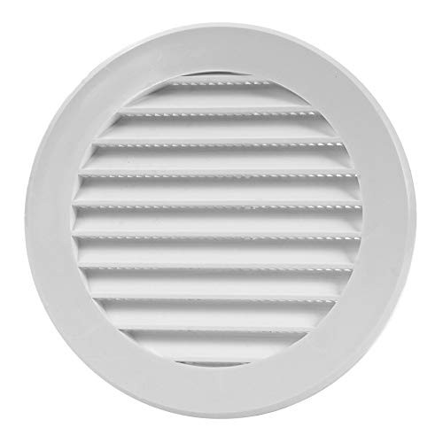 Vent Cover - Round Soffit Vent - Air Vent Louver - Grille Cover - Built-in Fly Screen Mesh - HVAC Ventilation (4'' Inch, Plastic - White)