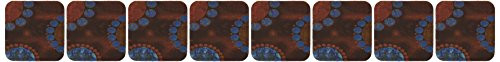 3dRose Yves Creations Grungy Rust Brown and Blue Circles Coaster, Soft, Set of 8