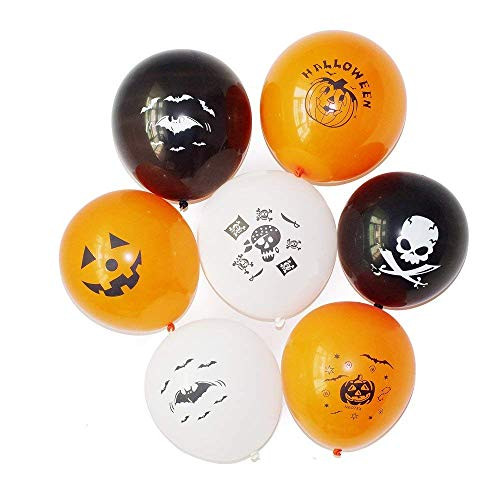 Sorive Balloons For Halloween Decoration,100Pcs 12 Inch Premium Quality Latex Balloons Skeleton Bat Specter Pumpkin Spider Web Latex Balloons for Halloween Party Decorative
