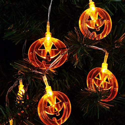 Halloween String Lights - 10 Feet 20 LEDs Orange Pumpkins Lights Decorations String Lights - Halloween Decorations Lights Battery Powered for Outdoor Indoor Halloween String Lights - 10 Feet 20 LEDs Orange Pumpkins Lights Decorations String Lights - Halloween Decorations Lights Battery Powered for Outdoor Indoor