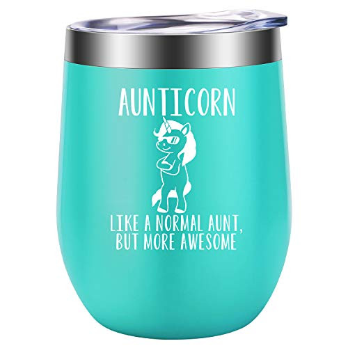 Aunt Gifts - Aunticorn, Unicorn Aunt Gifts for Women, Sister, Sister in Law - BAE, Best Aunt Ever Gifts - Funny Aunt Birthday Gift - Great Auntie, Aunt Gifts from Niece, Nephew - LEADO Wine Tumbler