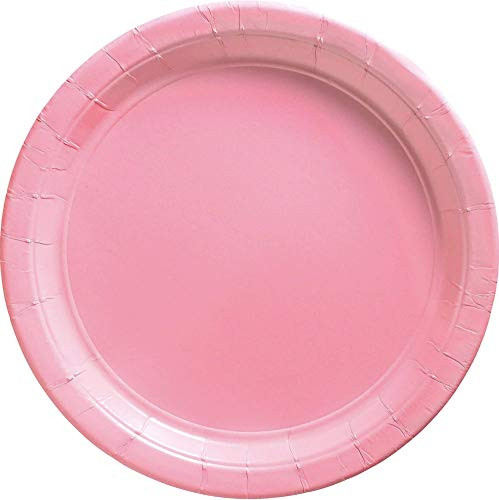 Amscan Round Dinner Plates, 10 1/2", Pink