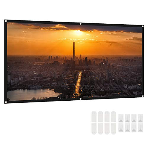 Projector Screen 100 Inch, Deesoo 16:9 HD Protable Projection Screen Indoor Outdoor Foldable Projector Movies Screen Support Double Sided Projection for Travel Office Home Theater
