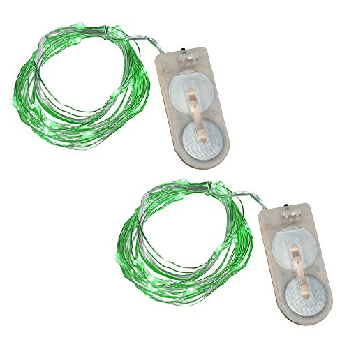 Lumabase 64502 2 Count Battery Operated Submersible Mini String Lights (80 Lights), Green