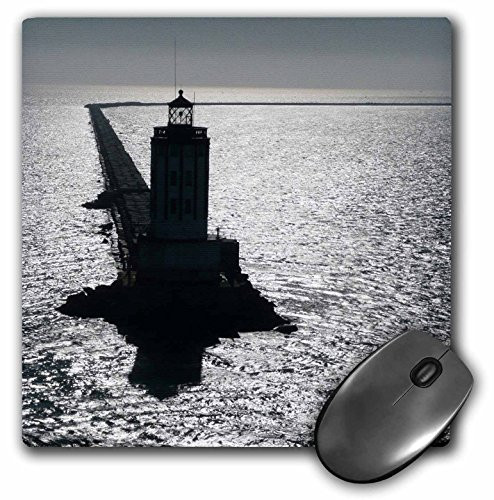 3dRose LLC 8 X 8 X 0.25 Inches Lighthouse at The End of a Long Breakwater Long Beach California USA Mouse Pad (mp_22793_1)