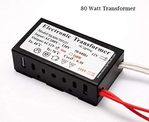 Halogen/Xenon Electronic Transformer 80 Watt Max output 120 Volt Input / 12 Volt AC Output Transformer in Compact Housing