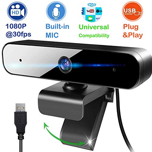 Full HD 1080P USB Web Camera (30fps), Plug & Play Webcam with Built-in Dual Microphone, Multi-Compatible, for Video Conferencing, Recording, and Streaming