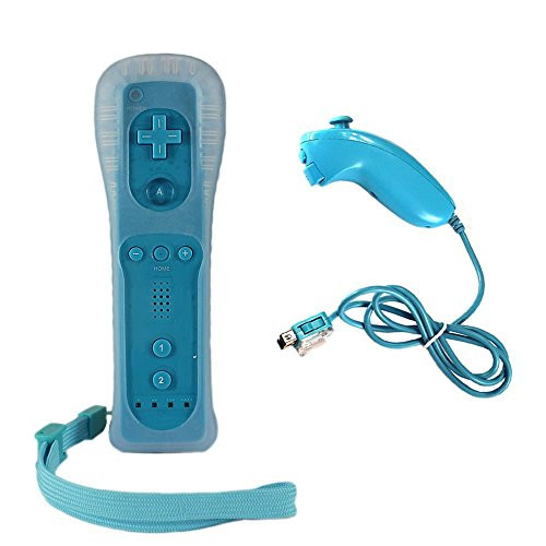 Bestseller2888 Nunchuck and Remote Controller for Nintendo Wii With Protective Silicone Case SKYBLUE