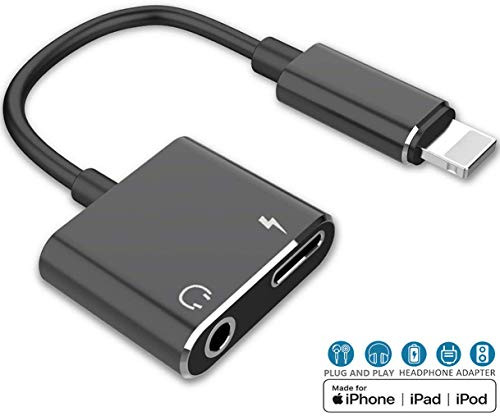 Headphone Jack Adapter for iPhone Dongle 3.5mm Jack AUX Audio Cable Adaptor for iPhone 11/11 Pro/Xs/Xs Max/XR/X/8/8 Plus/7/7 Plus Dongle Charger and Headphone Adapter Earphone Splitter Cable