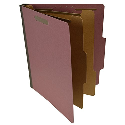 Pressboard Classification Partition Folder, 2 Dividers, 2-Inch Expansion,2/5 Cut Tab, Brick Red, Letter Size, Box of 15