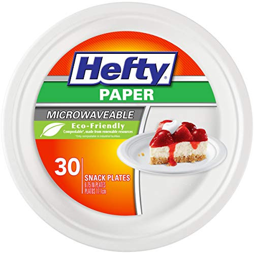 Hefty EcoSave Round 100% Compostable 6 3/4" Paper Plate, 30 Count