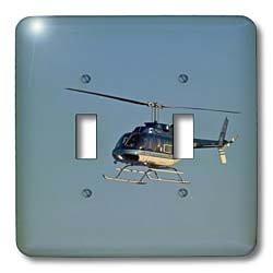 3dRose lsp_11349_2 Helicopter Hovers in Blue Sky Double Toggle Switch
