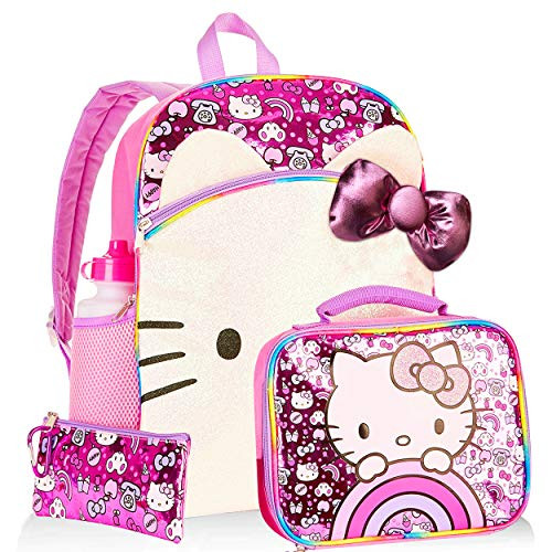 Hello Kitty Backpack and Lunch Box Set for Kids Boys Girls - 5 Pc 16" Kitty Backpack, Lunch Bag, Water Bottle, and More Bundle (Hello Kitty Party School Supplies) Hello Kitty Backpack and Lunch Box Set for Kids Boys Girls - 5 Pc 16" Kitty Backpack, Lunch Bag, Water Bottle, and More Bundle (Hello Kitty Party School Supplies)