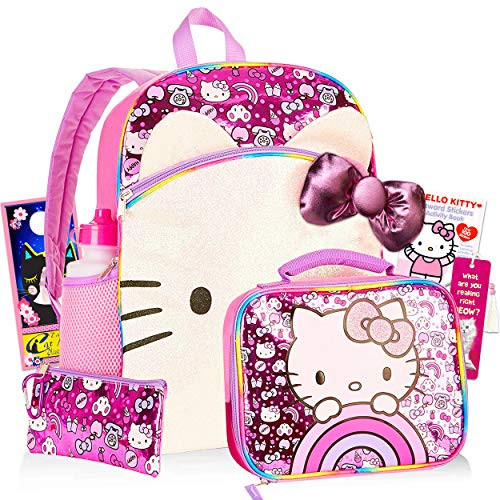 Hello Kitty Backpack and Lunch Box Set for Kids Boys Girls ~ 8 Pc 16" Kitty Backpack, Insulated Lunch Bag, Water Bottle, Stickers, and More (Hello Kitty Party School Supplies Bundle) Hello Kitty Backpack and Lunch Box Set for Kids Boys Girls ~ 8 Pc 16" Kitty Backpack, Insulated Lunch Bag, Water Bottle, Stickers, and More (Hello Kitty Party School Supplies Bundle)