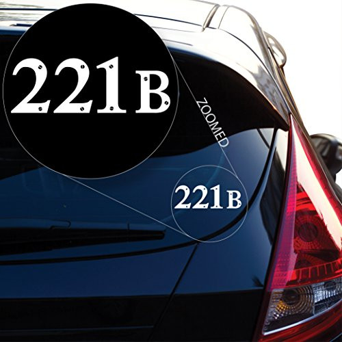 Yoonek Graphics Sherlock Holmes 221B Baker Street Decal Sticker for Car Window, Laptop and More. # 513 (2" x 5.6", White)