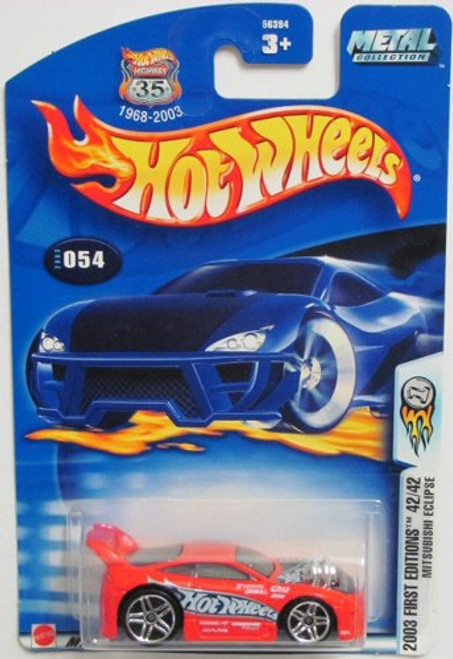 Mattel Hot Wheels 2003 First Editions 1:64 Scale Red Mitsubishi Eclipse Die Cast Car #054 Mattel Hot Wheels 2003 First Editions 1:64 Scale Red Mitsubishi Eclipse Die Cast Car #054