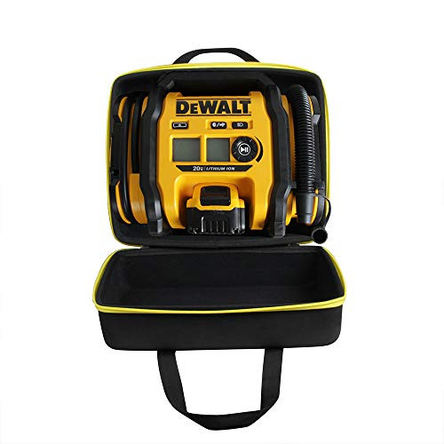 Hermitshell Hard Travel Case for DEWALT DCC020IB 20V Max Inflator with Battery (Black+Yellow Zipper)