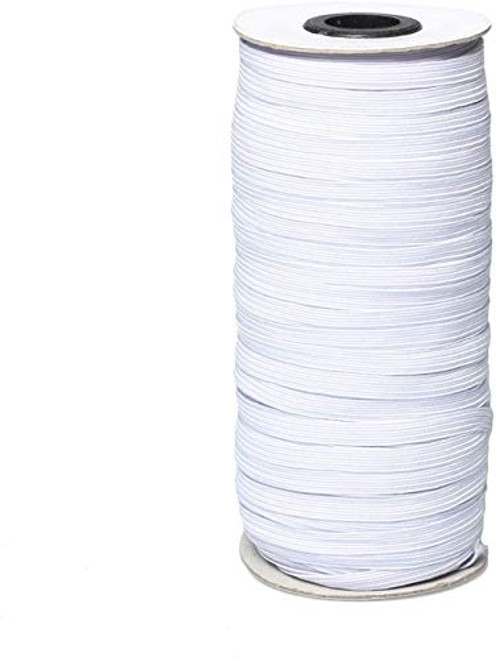 Elastic Bands for Sewing White Elastic Rope, 1/4 inch Elastic Strings,130 Yards Width Braided Elastic Band White Elastic Cord Heavy Stretch High Elasicity Knit