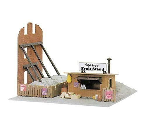 Model Power HO Scale Built-Up Fruit Stand, Lighted w/Figures