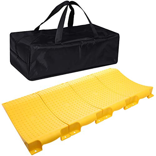 Homeon Wheels Tire Saver Ramps Anti-Slip Pads Design, Car Tire Wheel Ramps for Flat Spot and Flat Tire Prevention, Tire Savers for Storage, Carrying Bag, Easy to Store 4 Pack (WH-400) Yellow