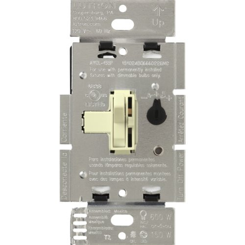 Lutron Toggler C.L Dimmer Switch for dimmable LED, Halogen and Incandescent Bulbs, Single-Pole or 3-Way, AYCL-153P-AL, Almond