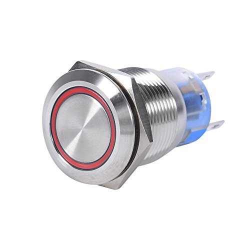 Self-locking button?Keenso 19mm 12V LED Waterproof Stainless Self-locking Latching Push Button Switch On/Off Latch Button Switch 1NO1NC(Red)