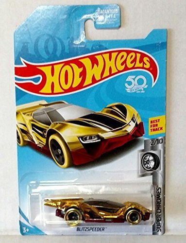 Hot Wheels 2018 Regular Treasure Hunt Super Chromes - Blitzspeeder (Gold)