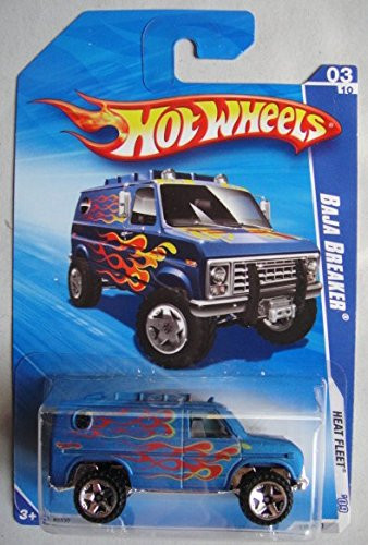 HOT WHEELS 2009 HEAT FLEET, BLUE WITH RED FLAMES BAJA BREAKER 3/10