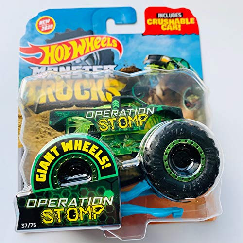 Hot Wheels Monster Trucks 1/64 Scale Operation Stomp with Crushable car 37/75